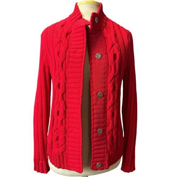 St. John Wool Red Knit Holiday Christmas Sweater Size M - Picture 2 of 11